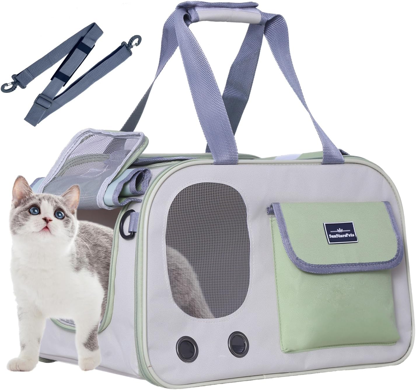 SunStarsPets 折りたたみ式ペットキャリー|猫・小型犬用/通気性・飛び出し防止・8kg対応(オレンジ)