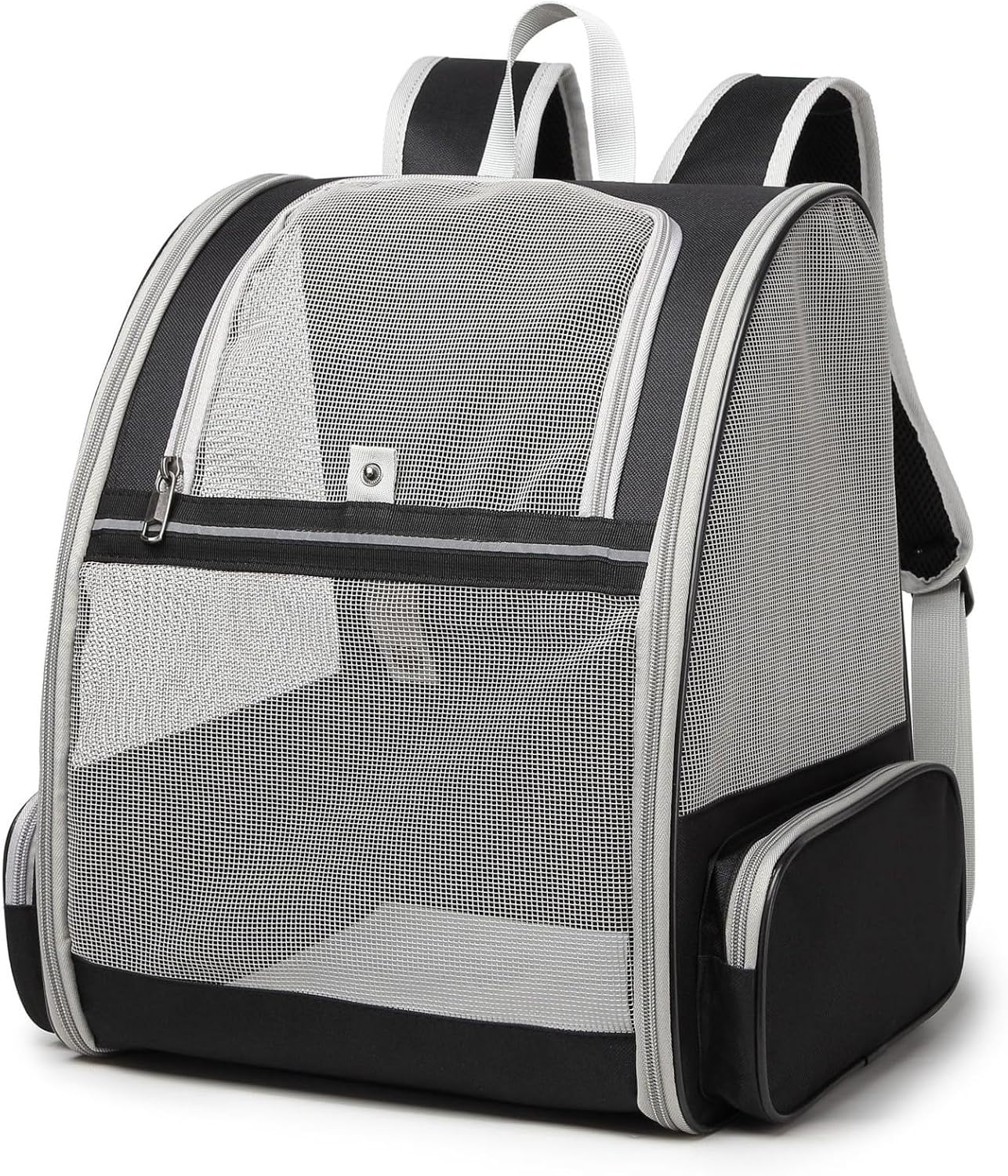 SunStarsPets ペットキャリー|猫・小型犬用リュック型キャリーバッグ(折りたたみ式/通気性・安全設計/グレー)