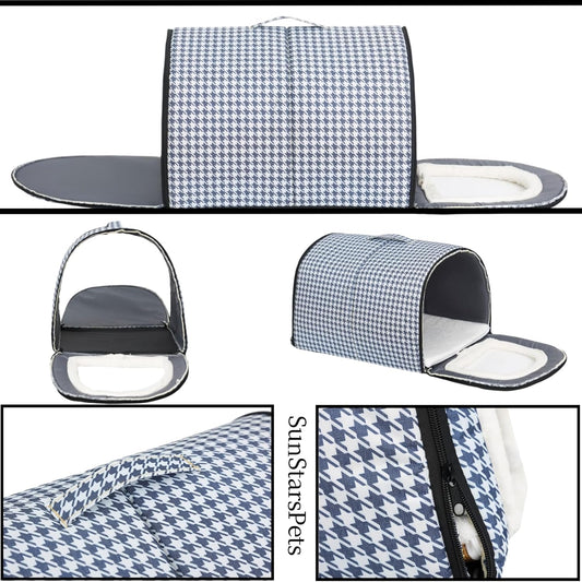 SunStarsPets 猫ハウス|ドーム型ペットベッド・ふわふわ室内用キャットハウス|暖かい&冷感 両用マット付き・洗える仕様寒さ対策にも◎