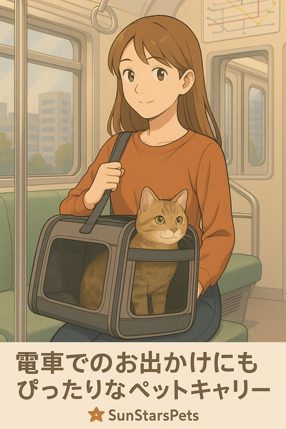 ペットキャリー 折りたたみ 猫 小型犬用｜7kg対応・キャリーバッグ・通院・避難・旅行｜SunStarsPets