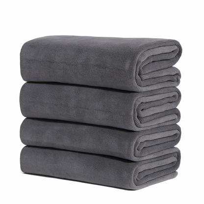 SunStarsPets ペットタオル｜犬・猫用 超吸水マイクロファイバータオル（大判140×70cm／厚手・超ソフト・グレー）体拭きに最適