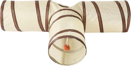 SunStarsPets 猫トンネル トンネル好きペット用おもちゃ 折りたたみ式 キャットトンネル おもちゃボール付き 猫の遊び場、運動不足解消、ストレス発散 にゃんこ一人遊び (T型)