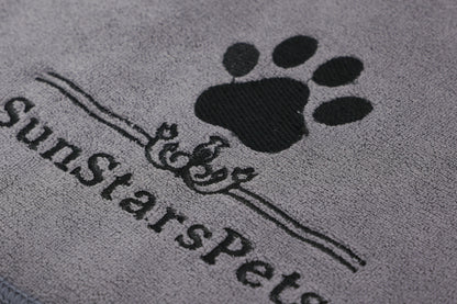 SunStarsPets ペットタオル｜犬・猫用 超吸水マイクロファイバータオル（大判140×70cm／厚手・超ソフト・グレー）体拭きに最適