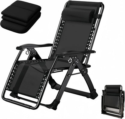 Sun&Stars リクライニングチェア 折りたたみ ゼログラビティ ラウンジチェア クッション付き 枕付き 角度調整可 耐荷重200kg アウトドア 室内兼用 コンパクト収納 組立不要
