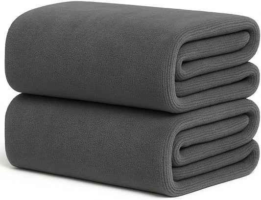 SunStarsPets ペットタオル｜犬・猫用 超吸水マイクロファイバータオル（大判140×70cm／厚手・超ソフト・グレー）体拭きに最適