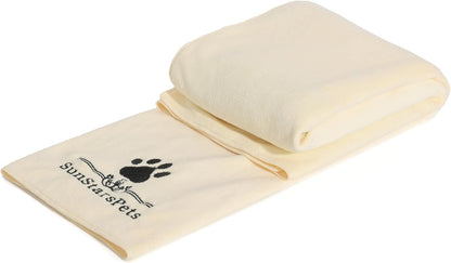 SunStarsPets ペットタオル｜犬・猫用 超吸水マイクロファイバータオル（大判140×70cm／厚手・超ソフト・グレー）体拭きに最適