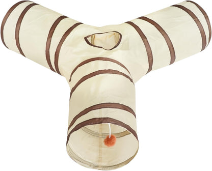 SunStarsPets 猫トンネル トンネル好きペット用おもちゃ 折りたたみ式 キャットトンネル おもちゃボール付き 猫の遊び場、運動不足解消、ストレス発散 にゃんこ一人遊び (T型)