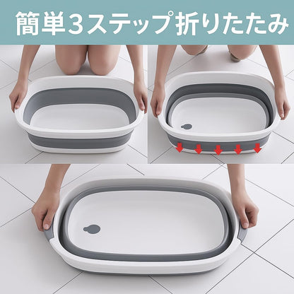 折りたたみ式ペットバスタブ 猫・小型犬用 多機能ソフトバケツ洗濯・収納 水抜き栓付き・コンパクト収納