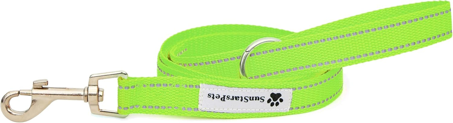 SunStarsPets 犬用ロングリード｜反射素材・調整可・150cm（オレンジ）小型〜大型犬対応