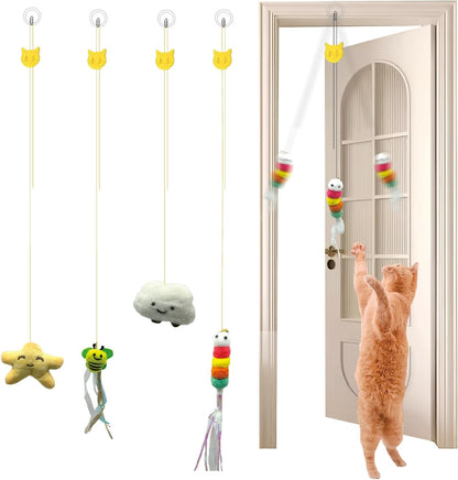 SunStarsPets 猫おもちゃ5点セット｜吊り下げ式猫じゃらし・運動＆ストレス発散に最適