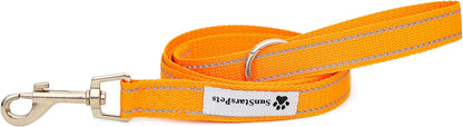 SunStarsPets 犬用ロングリード｜反射素材・調整可・150cm（オレンジ）小型〜大型犬対応