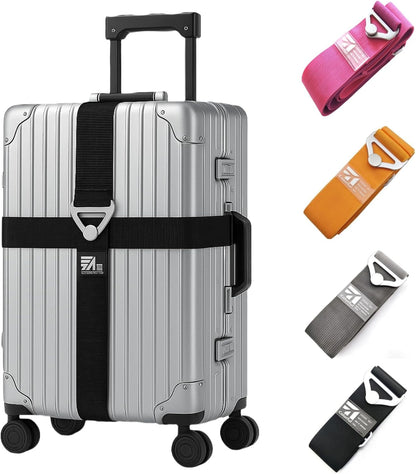 スーツケースベルト 金属バックル付き 高弾性 固定バンド Mサイズ 調節可能 目印・飛び出し防止 旅行便利グッズ