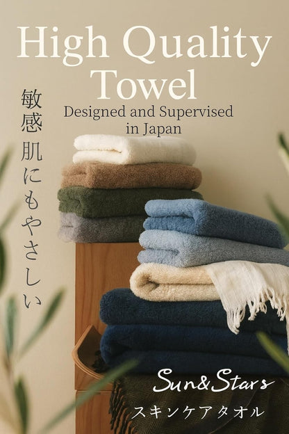 Sun&Stars フェイスタオル 4枚セット 【綿100％】 厚手 吸水速乾 抗菌防臭 肌に優しい ホテル仕様 やわらかパイル 赤ちゃん安心 一人暮らし・新生活向け