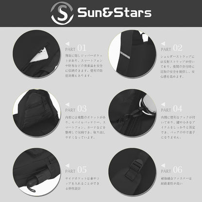 軽量リュックサック 15.6インチPC対応｜防水・大容量20L・多機能ポケット・通勤通学・男女兼用｜Sun&Stars