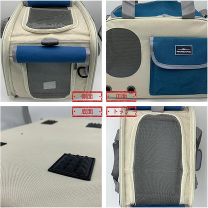 SunStarsPets 折りたたみ式ペットキャリー｜猫・小型犬用／通気性・飛び出し防止・8kg対応（オレンジ）