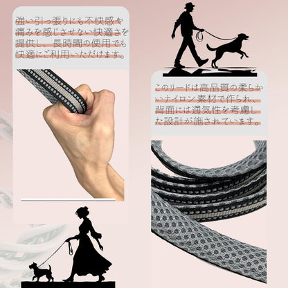 SunStarsPets 犬用ロングリード｜反射素材・調整可・150cm（オレンジ）小型〜大型犬対応