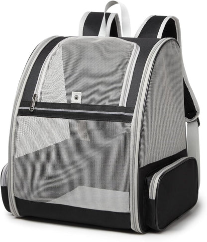 SunStarsPets ペットキャリー｜猫・小型犬用リュック型キャリーバッグ（折りたたみ式／通気性・安全設計／グレー）