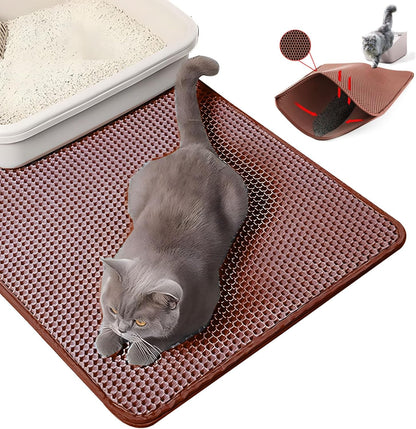 Sunstarspets 猫トイレマット:多機能 飛び散り防止・45CM×60CM・中・大サイズ・EVA滑り止め・防水防カビ臭防止・マッサージ式・高耐久・四季適用・掃除簡単(カーキ色M)
