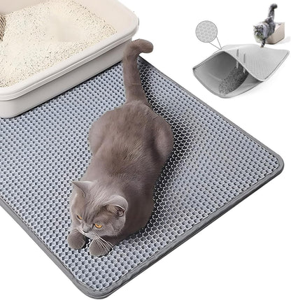 Sunstarspets 猫トイレマット:多機能 飛び散り防止・45CM×60CM・中・大サイズ・EVA滑り止め・防水防カビ臭防止・マッサージ式・高耐久・四季適用・掃除簡単(カーキ色M)