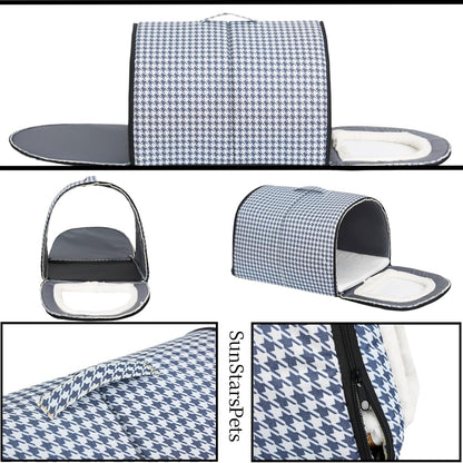 SunStarsPets 猫ハウス｜ドーム型ペットベッド・ふわふわ室内用キャットハウス｜暖かい＆冷感 両用マット付き・洗える仕様寒さ対策にも◎