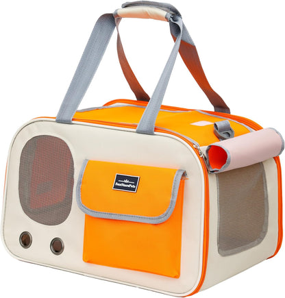 SunStarsPets 折りたたみ式ペットキャリー｜猫・小型犬用／通気性・飛び出し防止・8kg対応（オレンジ）