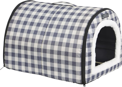 SunStarsPets 猫ハウス｜ドーム型ペットベッド・ふわふわ室内用キャットハウス｜暖かい＆冷感 両用マット付き・洗える仕様寒さ対策にも◎